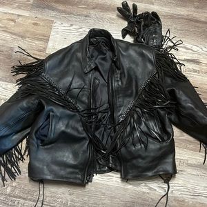 Woman’s leather motorcycle jacket